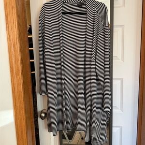 J. Jill Black and White Striped Cardigan